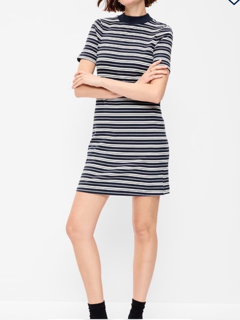 Old Navy Snug Mock Neck Bodycon Striped Short Sleeve Shift Dress